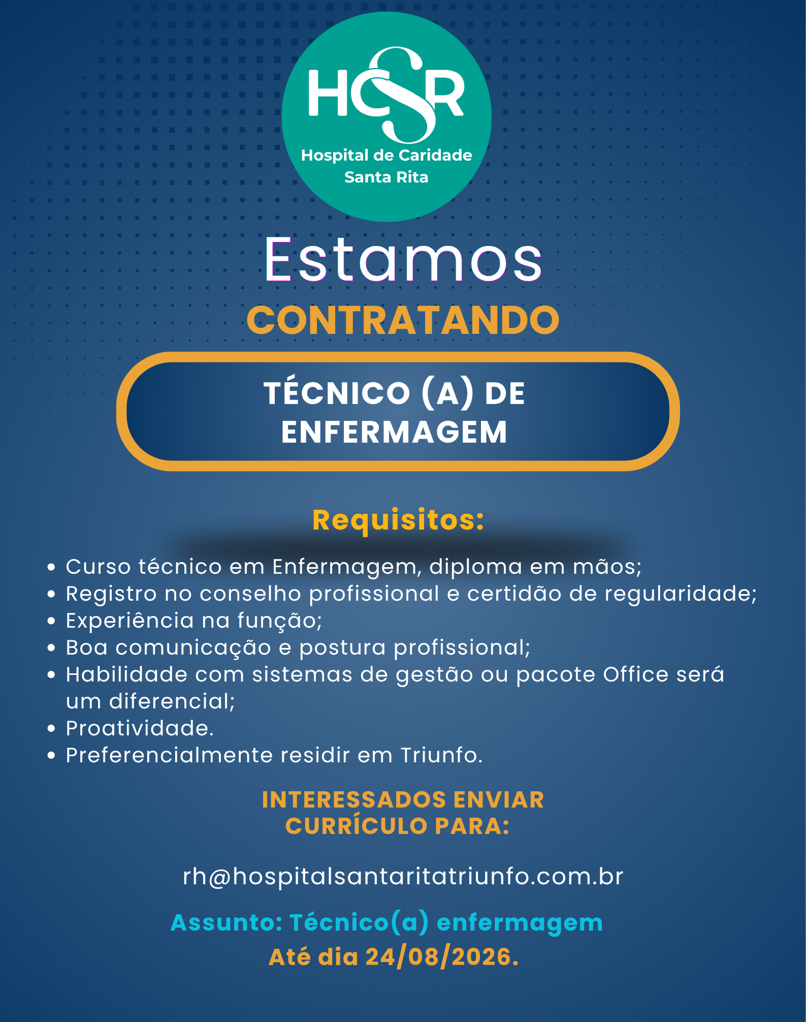 VAGA TÉCNICO (A) DE ENFERMAGEM
